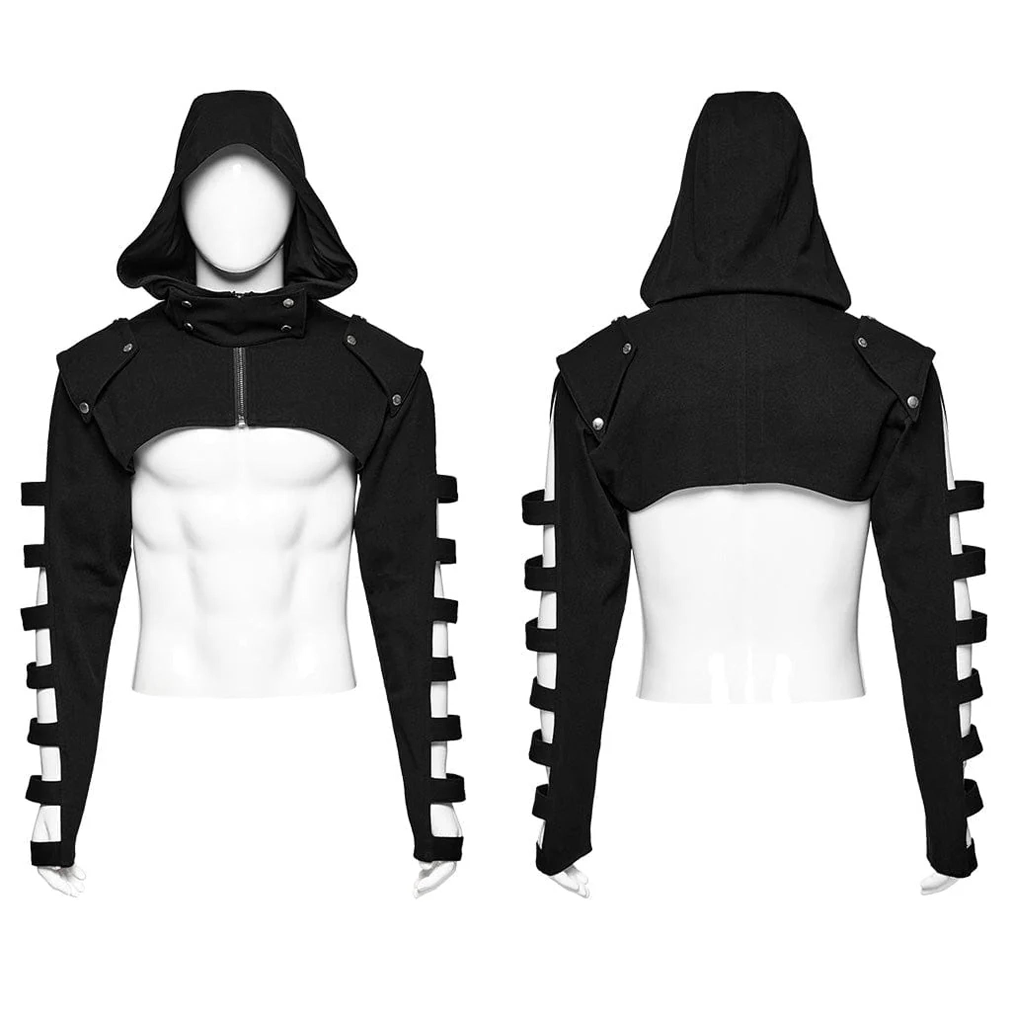 Strap Sleeve Hooded Jacket