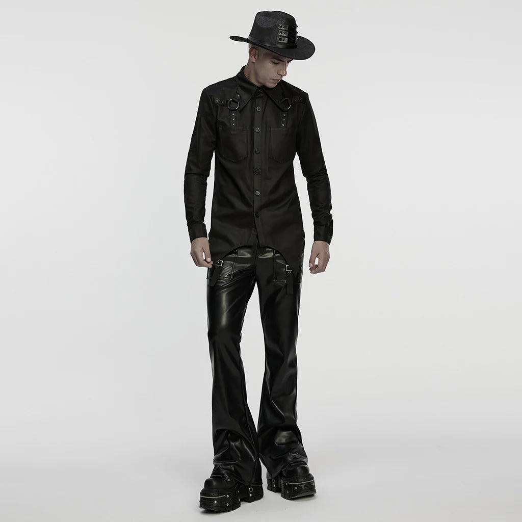 Black Hardware O ring Shoulder Shirt