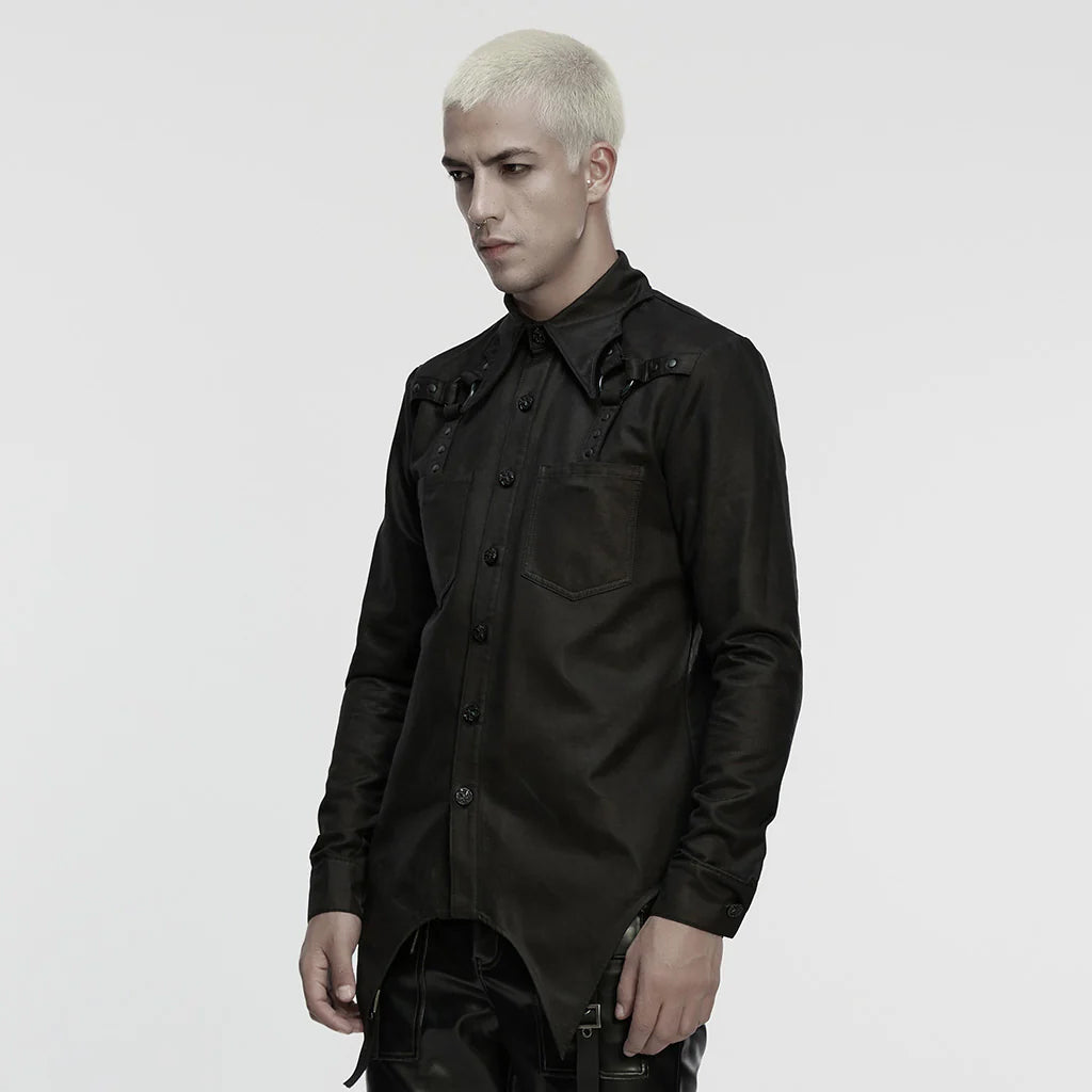 Black Hardware O ring Shoulder Shirt