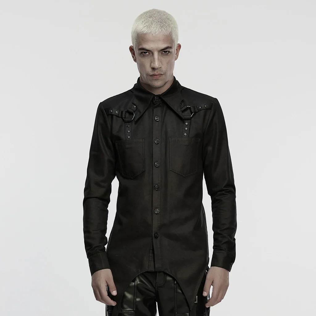 Black Hardware O ring Shoulder Shirt