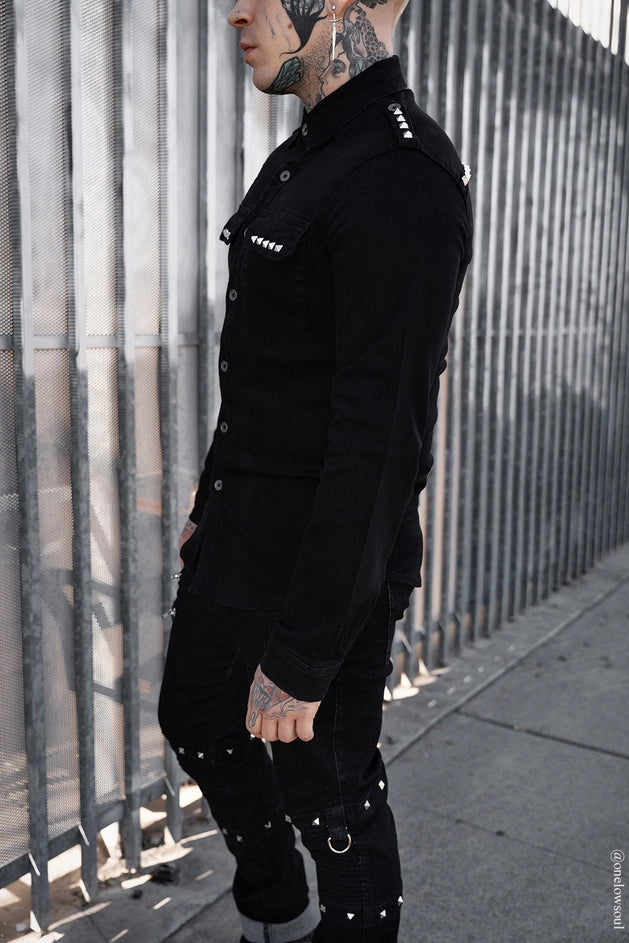 Wreckage Studded Shoulder Shirt