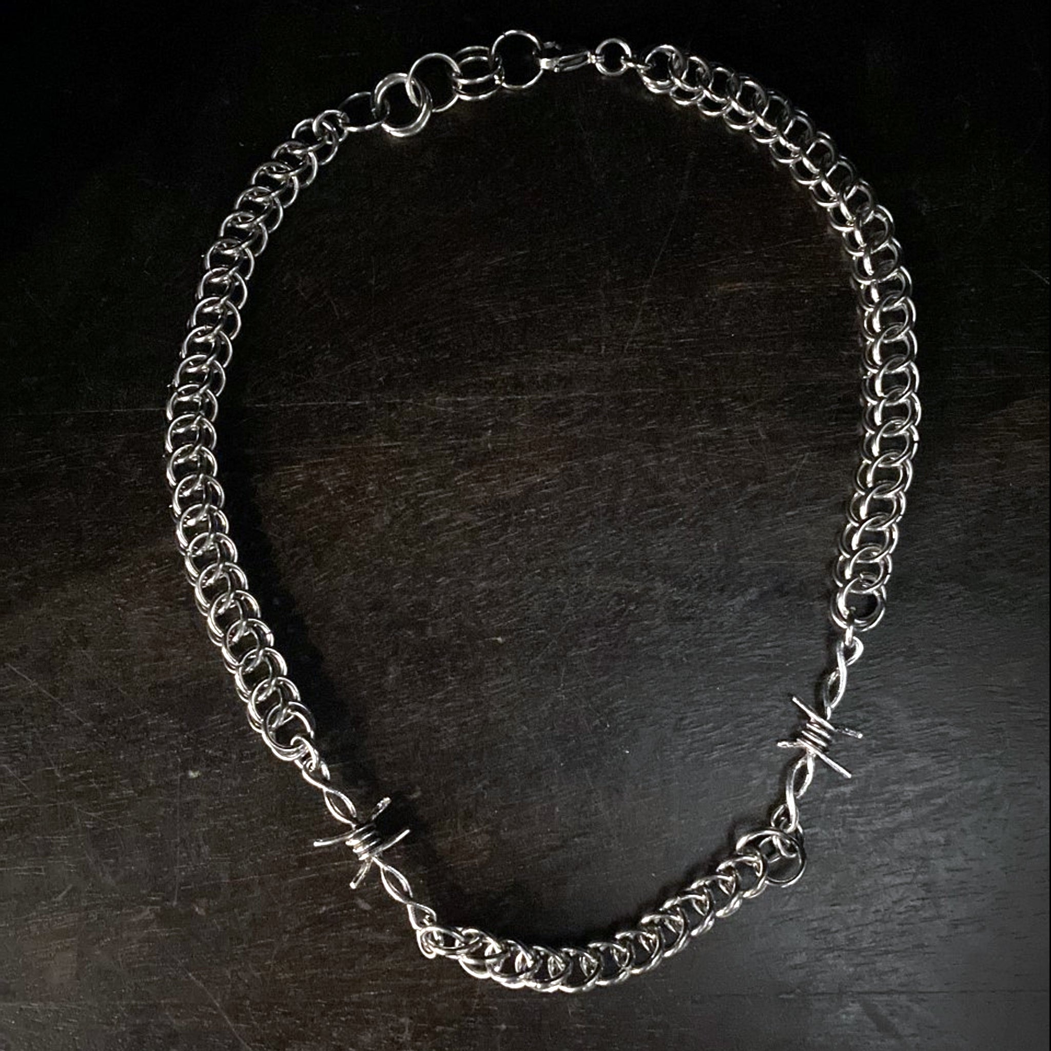 barb wire mail necklace