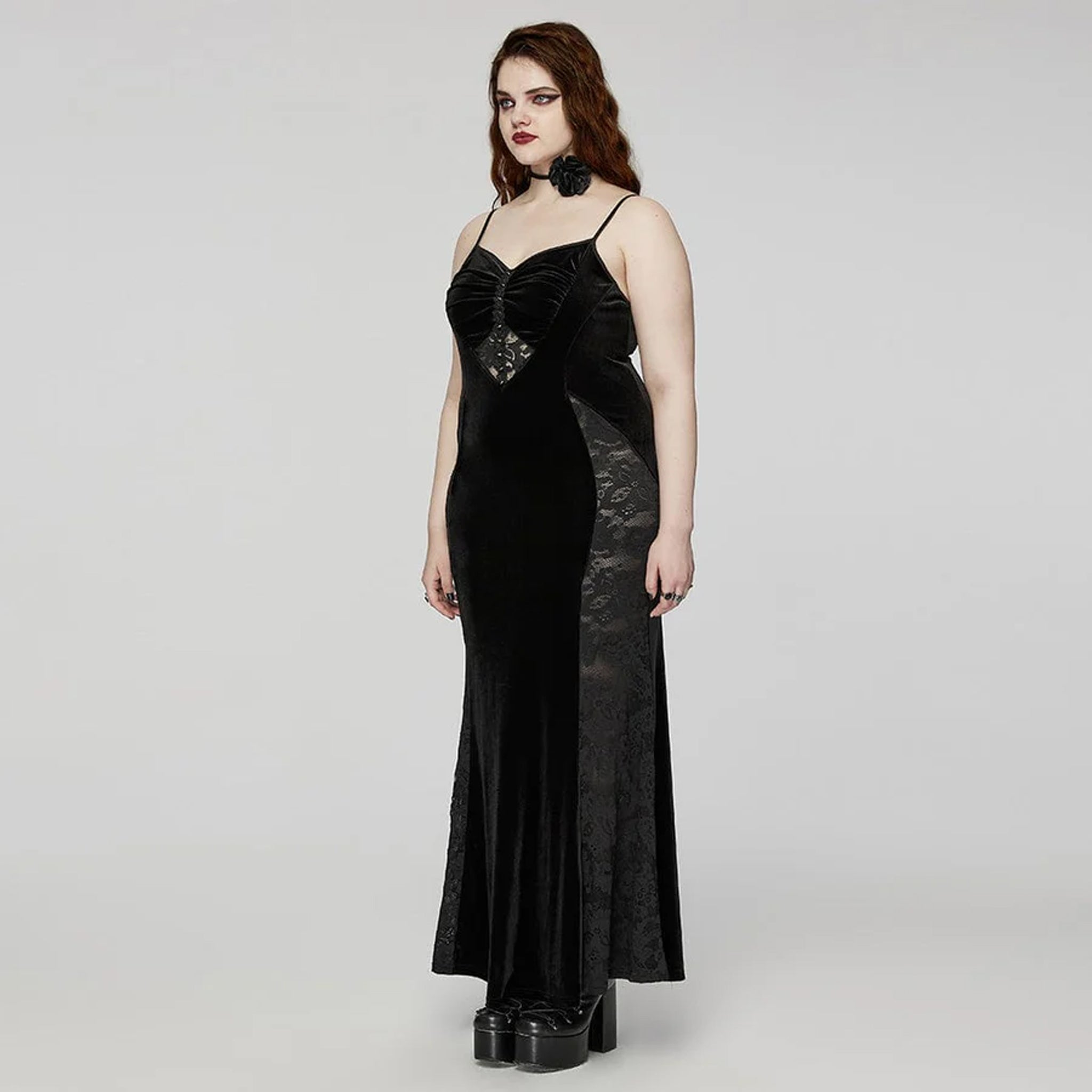 Gothic Lace Velvet Evening Dress