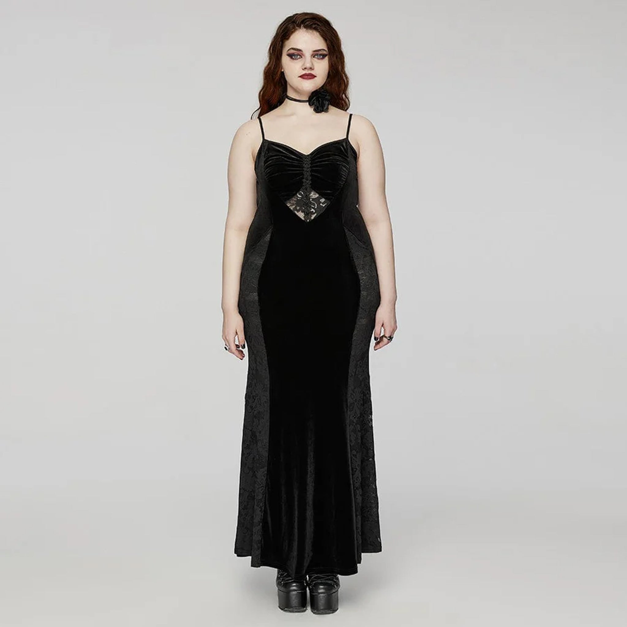 Gothic Lace Velvet Evening Dress