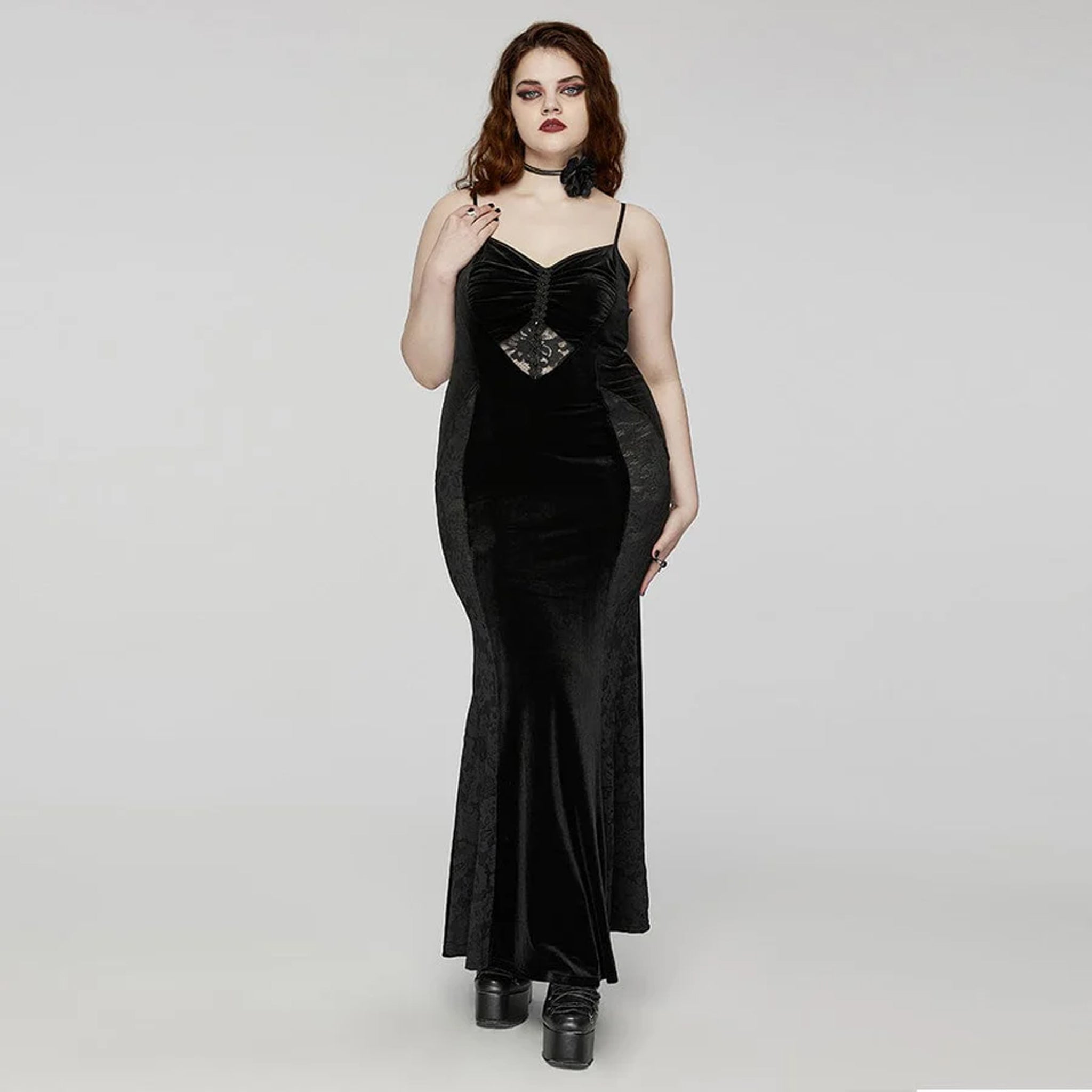 Gothic Lace Velvet Evening Dress