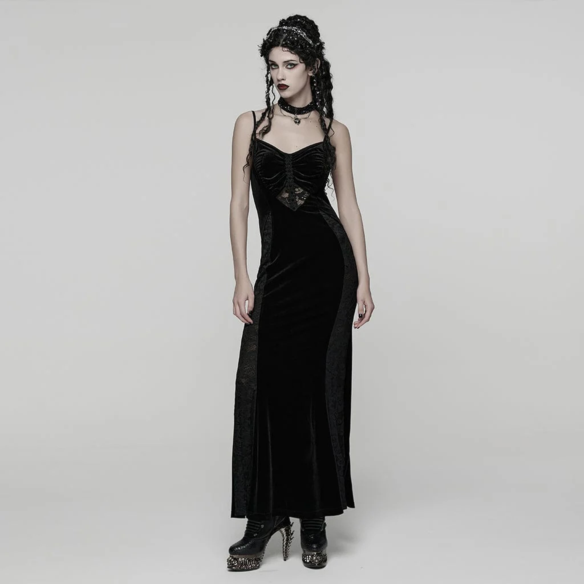 Gothic Lace Velvet Evening Dress