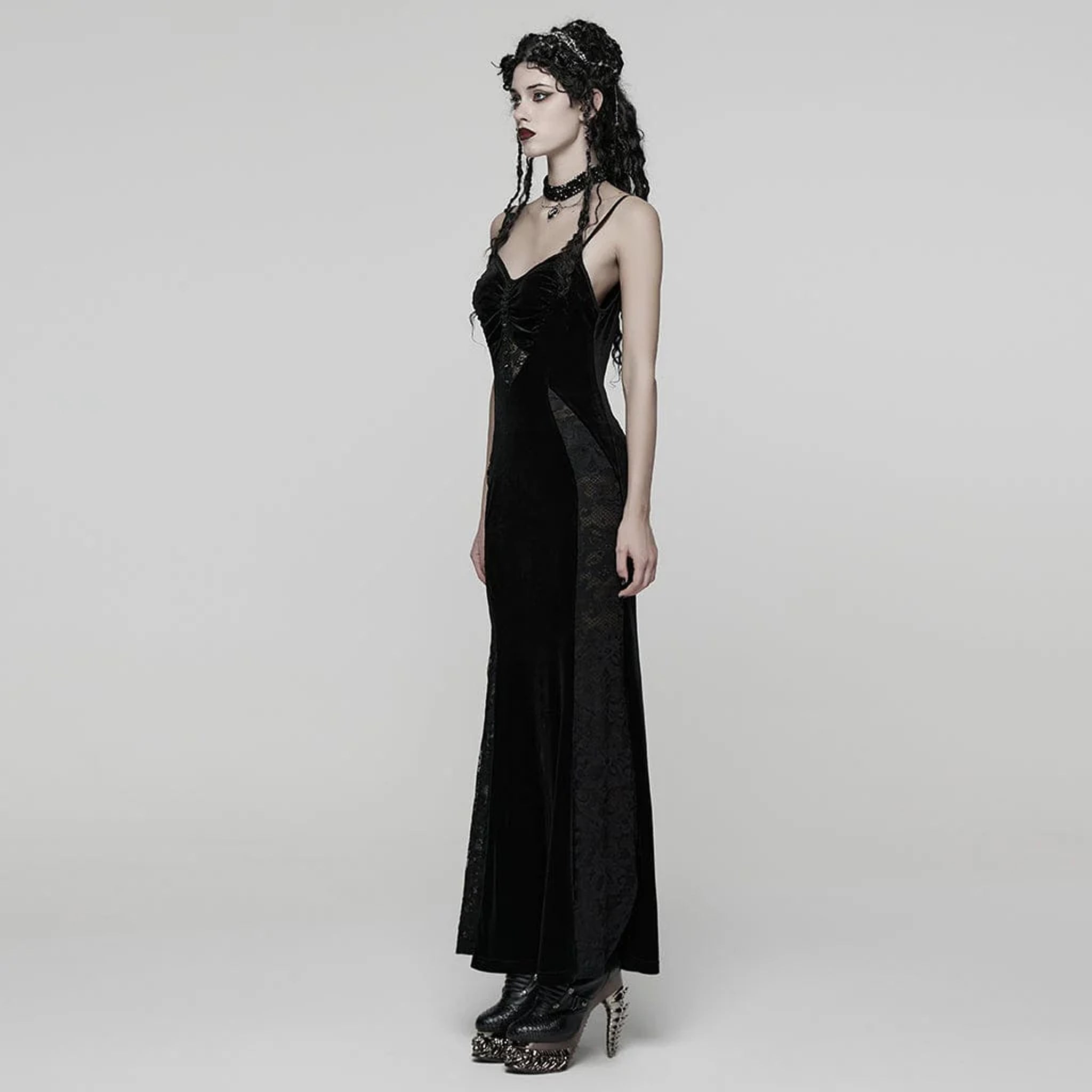Gothic Lace Velvet Evening Dress