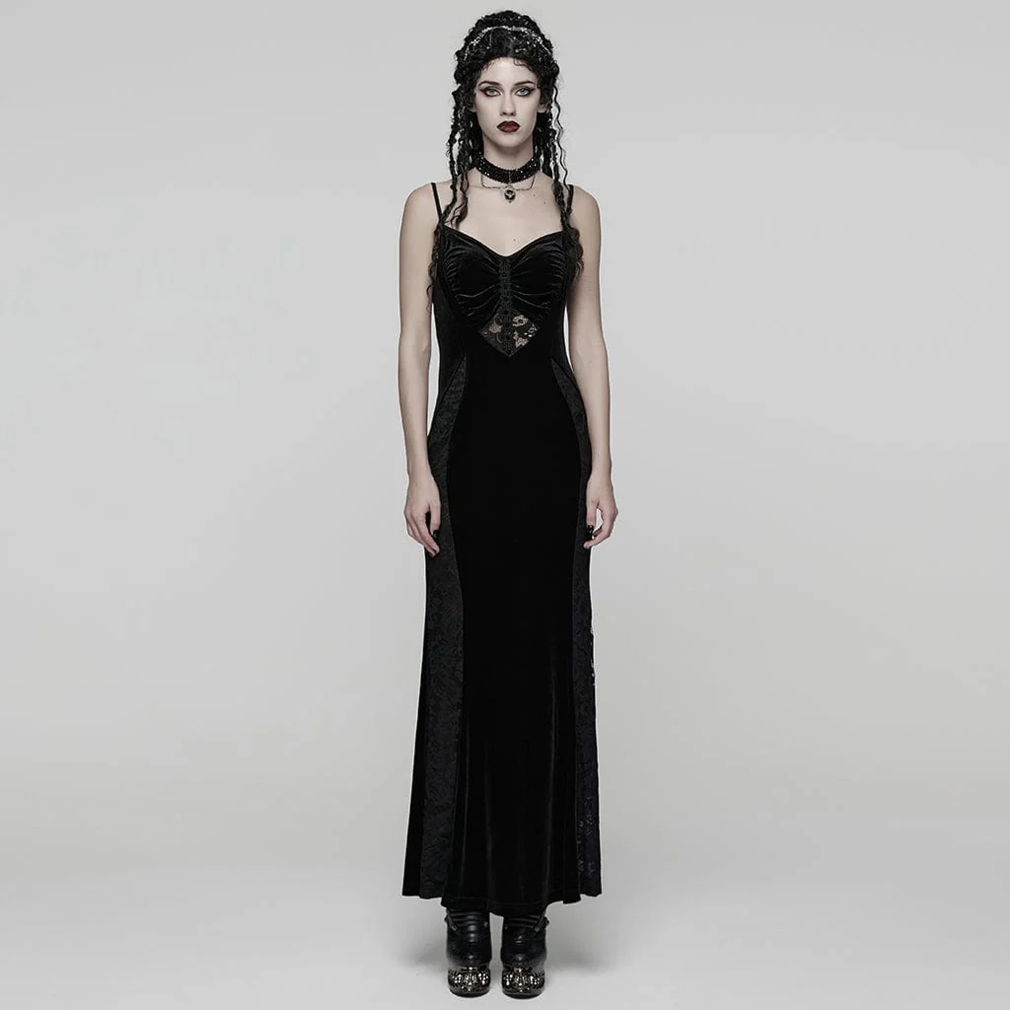 Gothic Lace Velvet Evening Dress