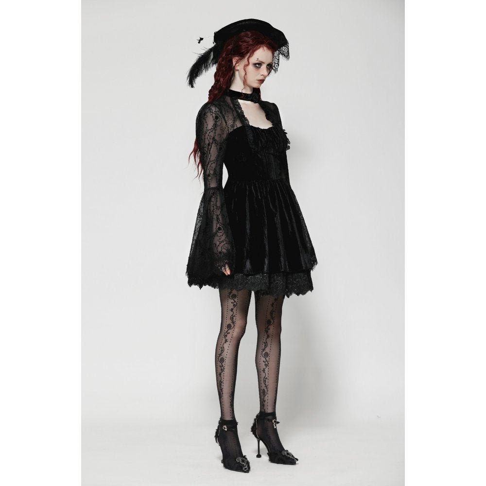 Velvet Rouched Bodice Dress