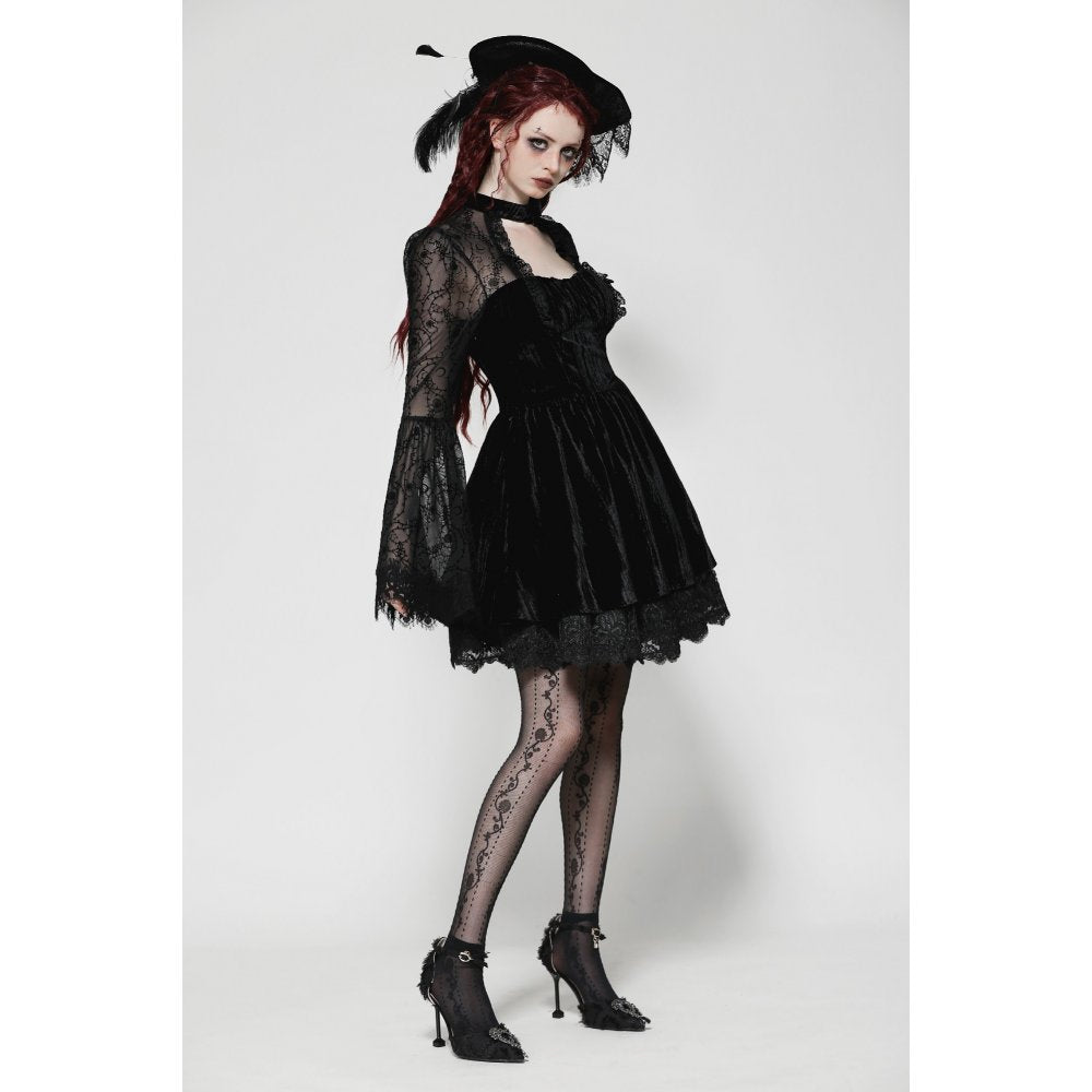 Velvet Rouched Bodice Dress