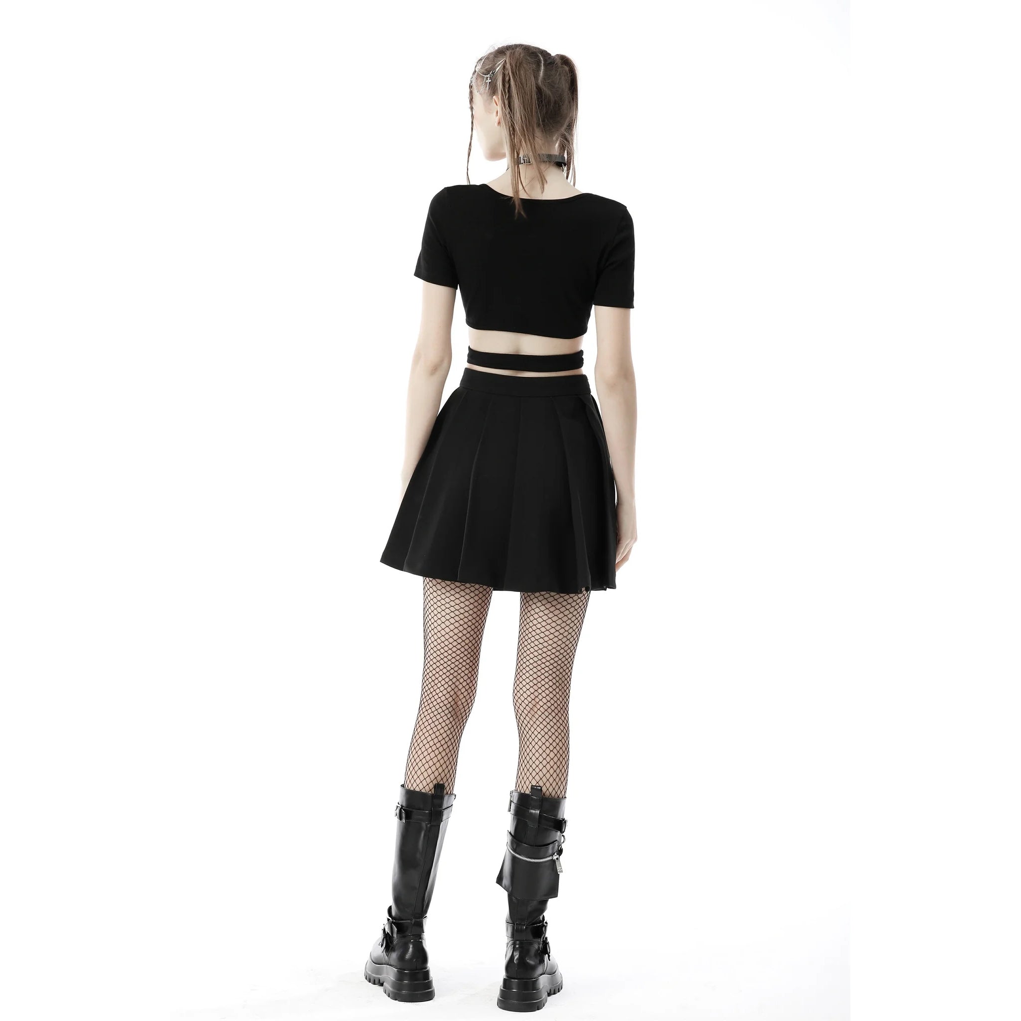 black white heart pleated skirt