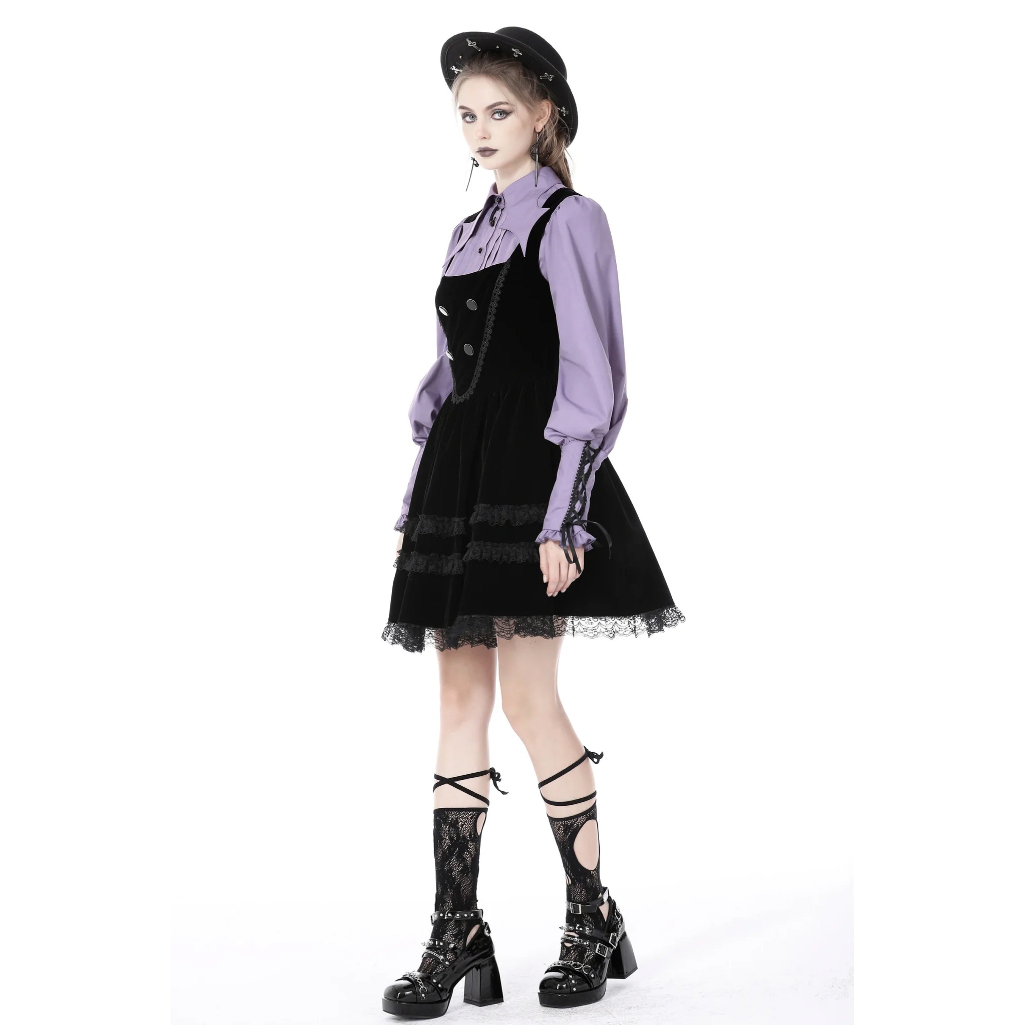 Star collar purple witch blouse