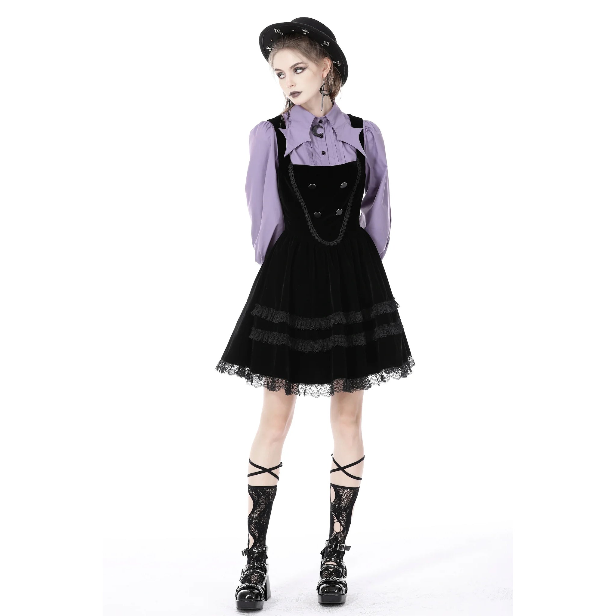 Star collar purple witch blouse
