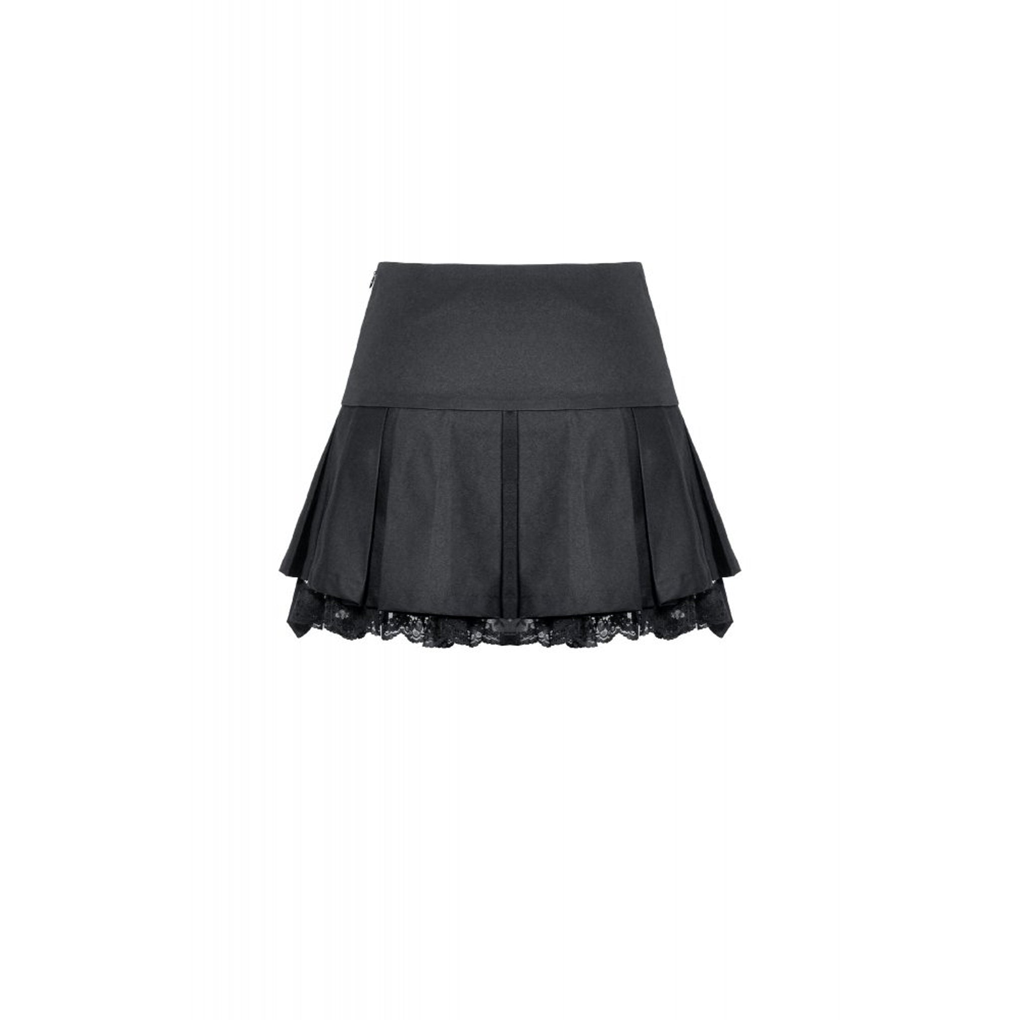 Pleated Lace Hem D Ring Skirt