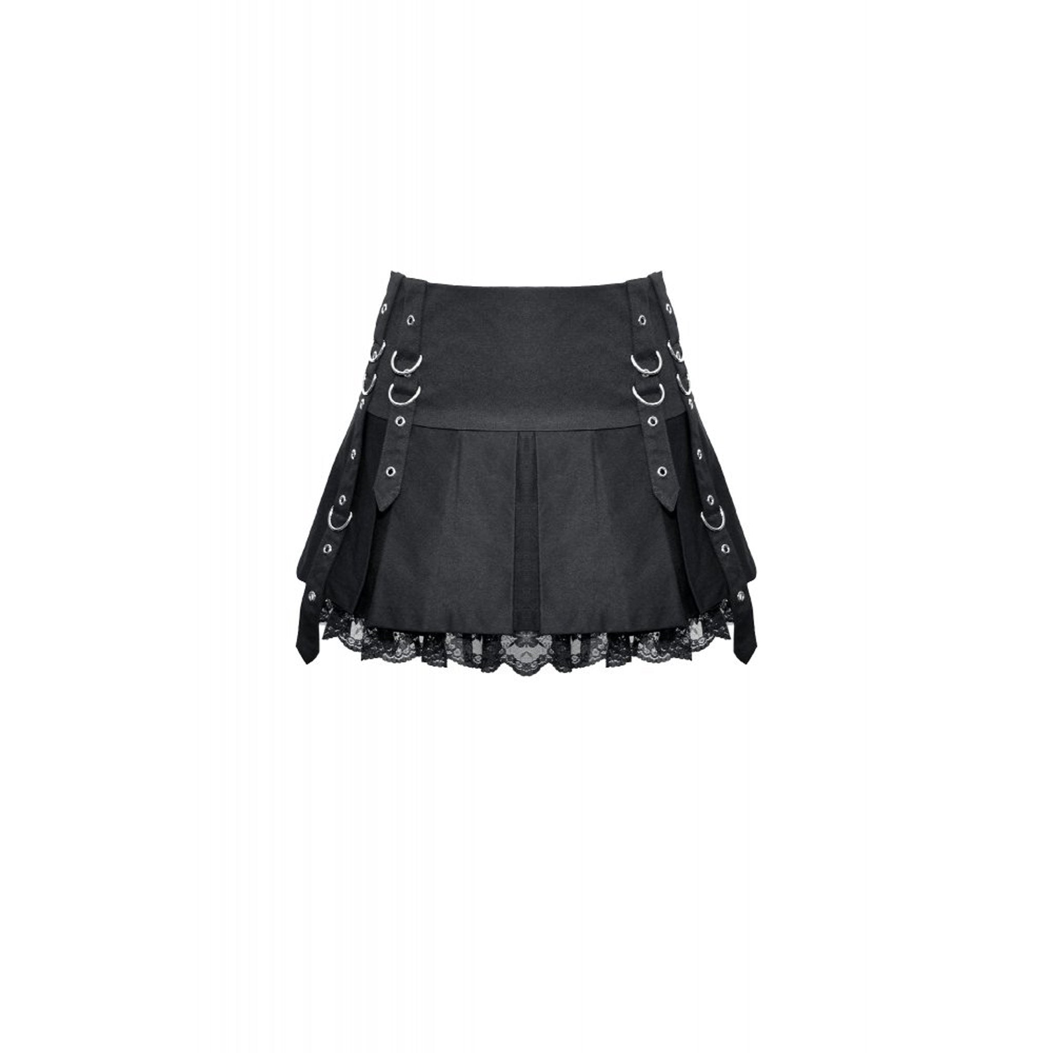 Pleated Lace Hem D Ring Skirt