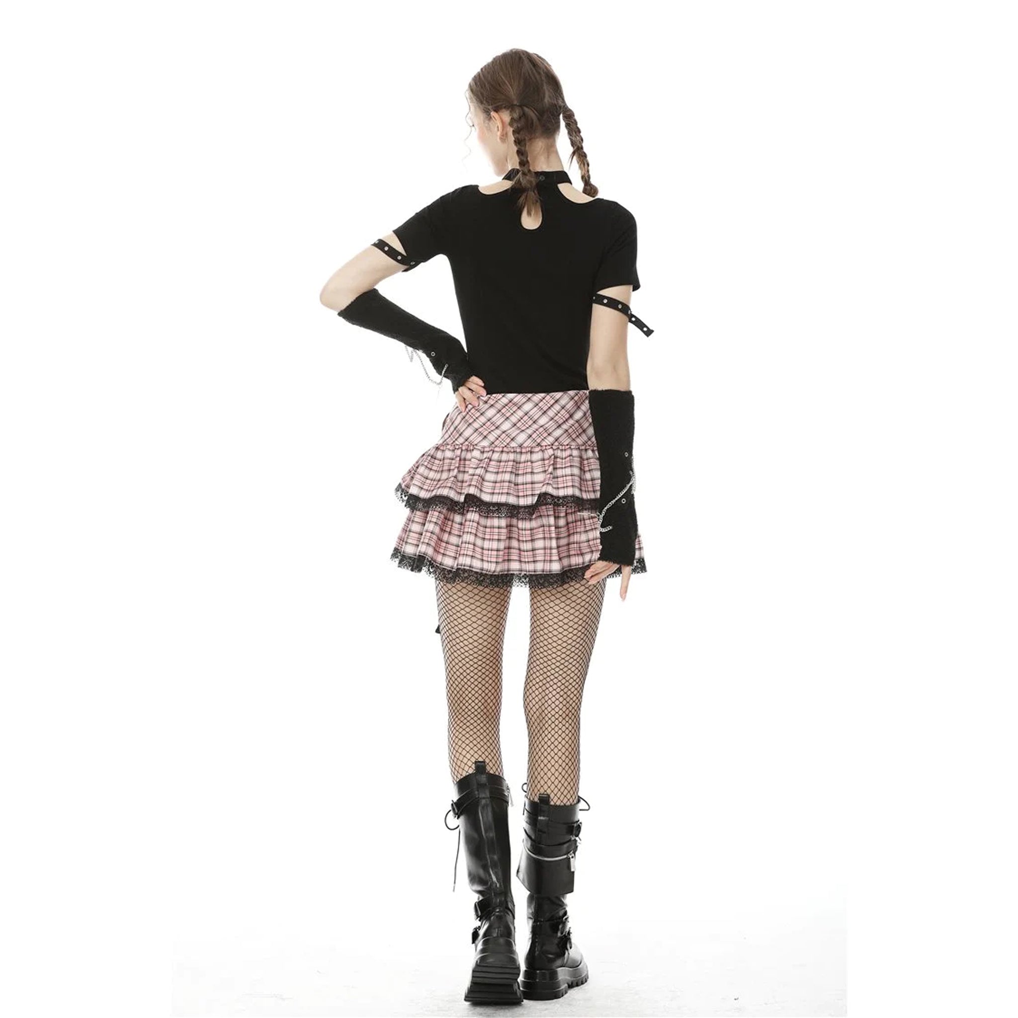 millennium pink plaid heart skirt