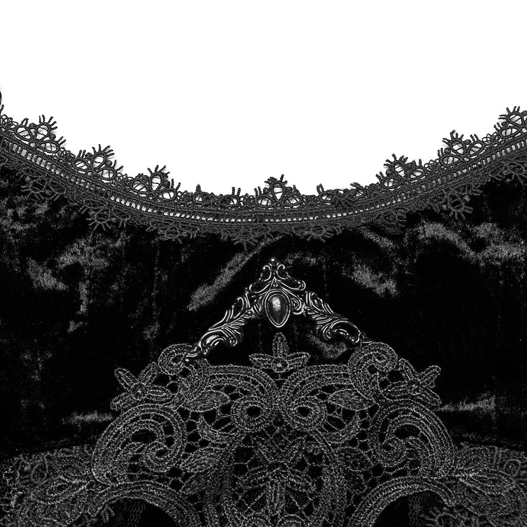 Velvet And Lace Spaghetti Strap Dress