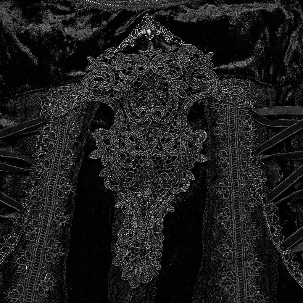 Velvet And Lace Spaghetti Strap Dress