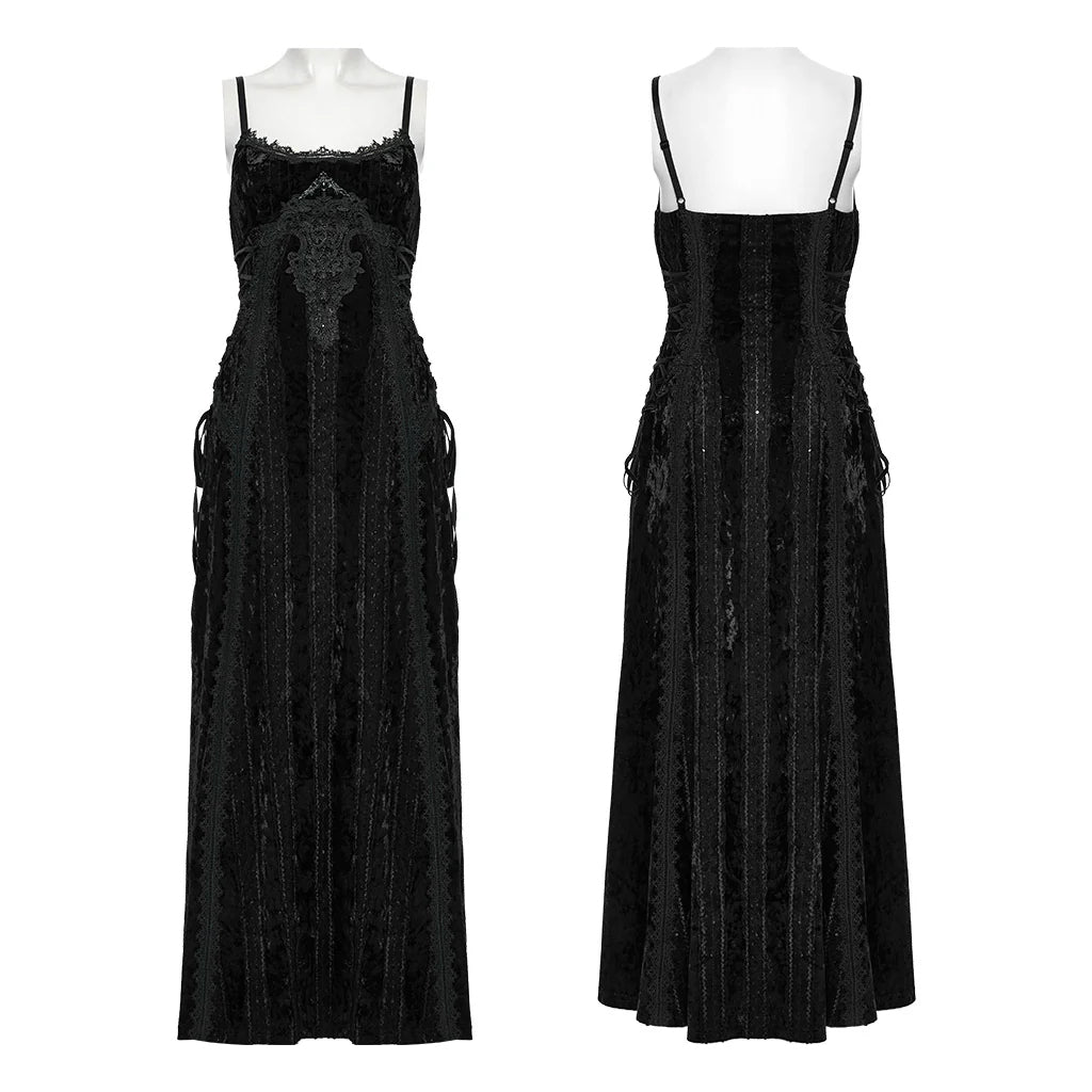 Velvet And Lace Spaghetti Strap Dress