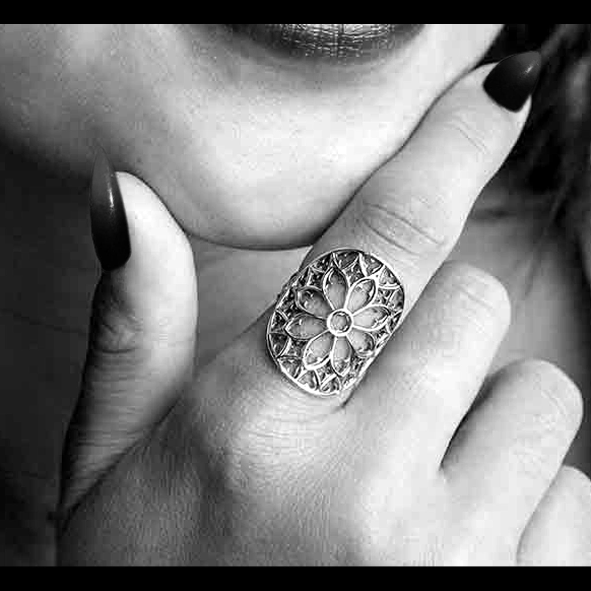 Sterling Rose Window Ring
