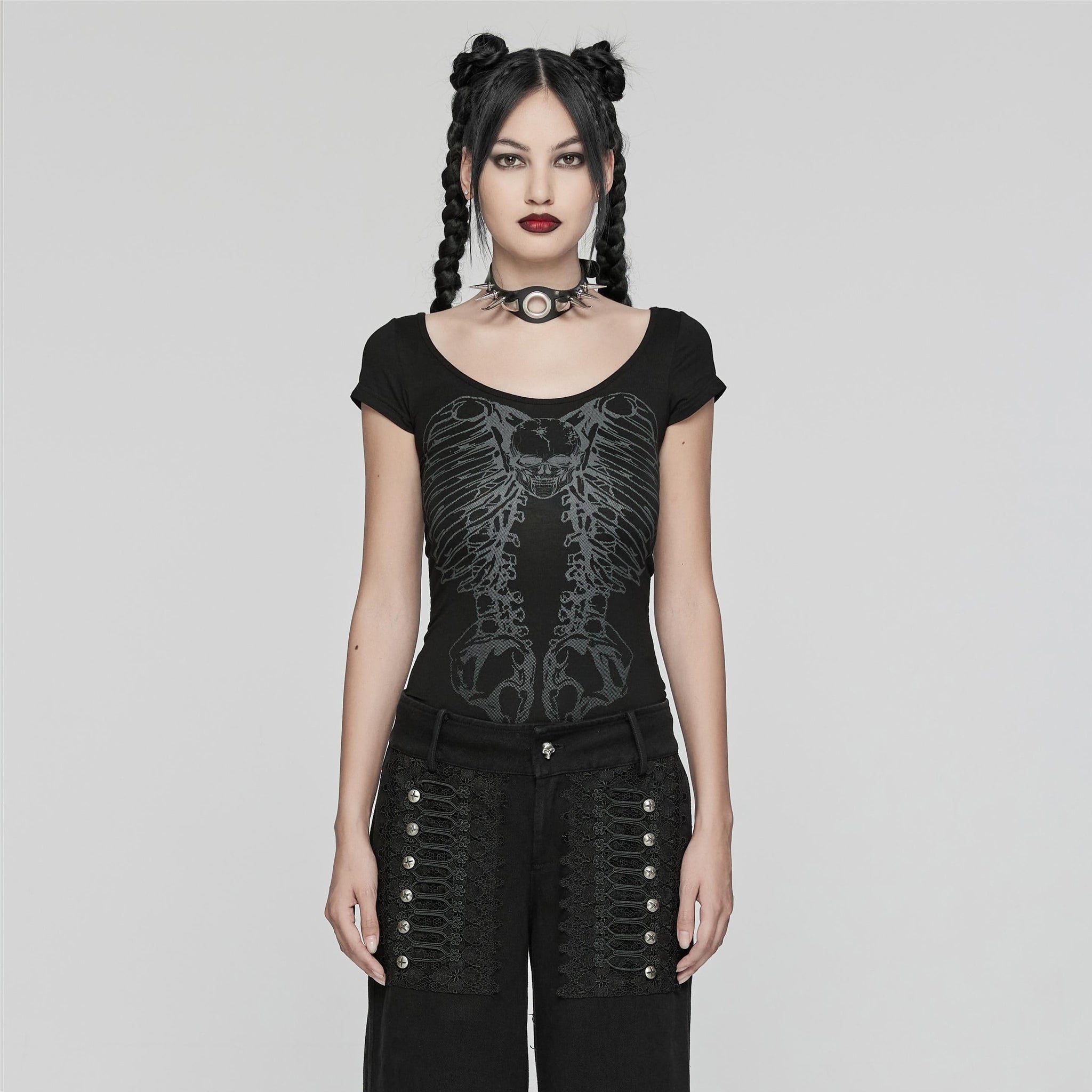 Skeleton Slashed Back Shirt