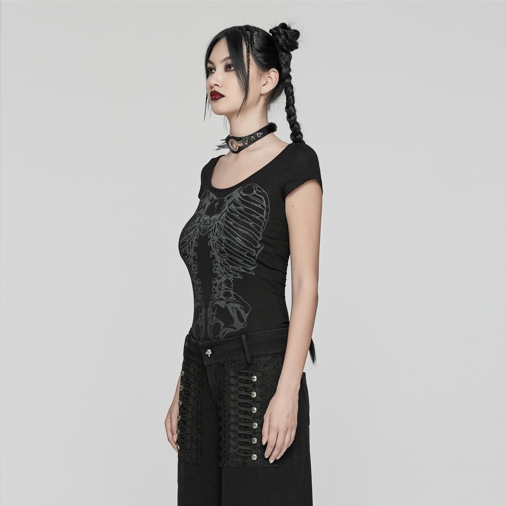 Skeleton Slashed Back Shirt