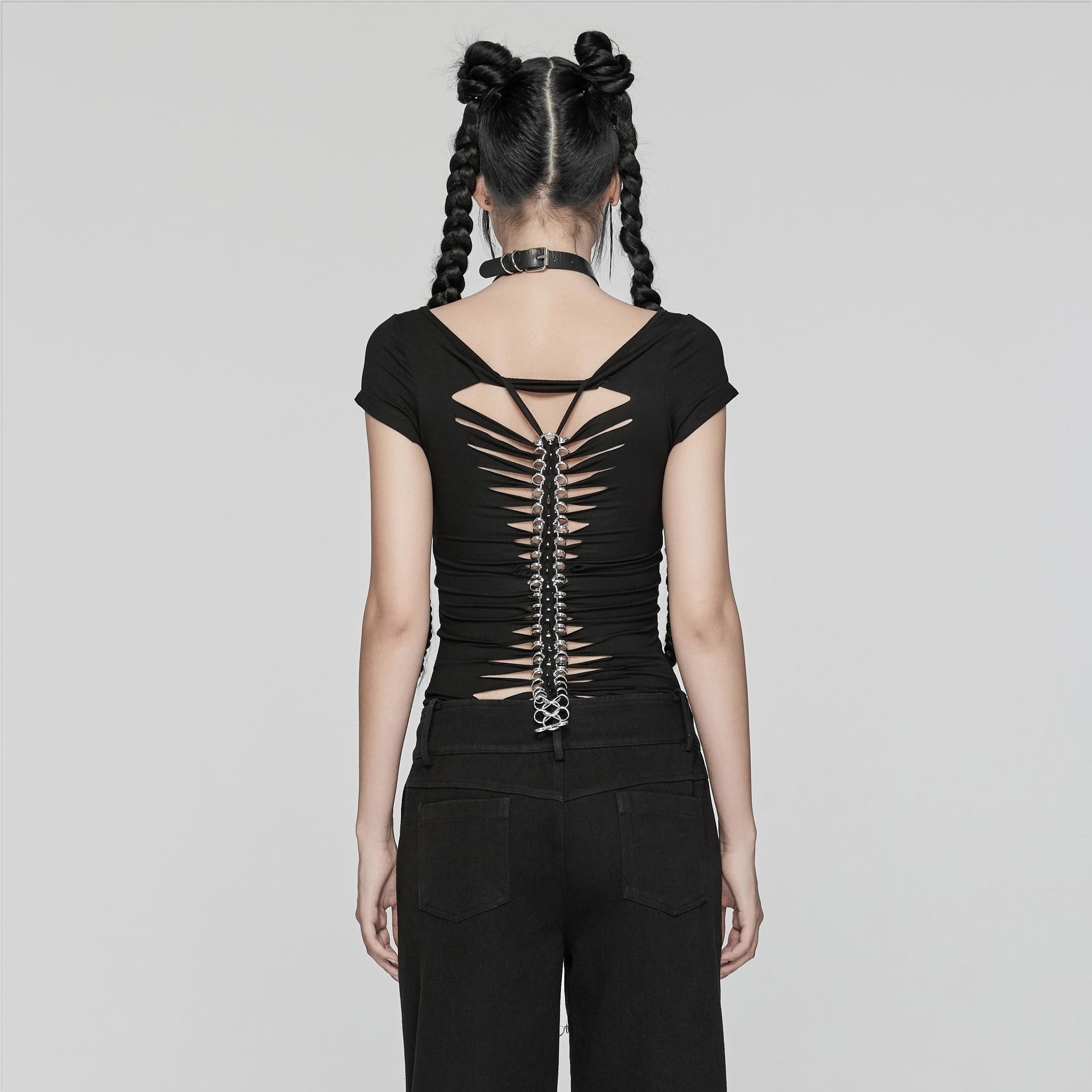 Skeleton Slashed Back Shirt