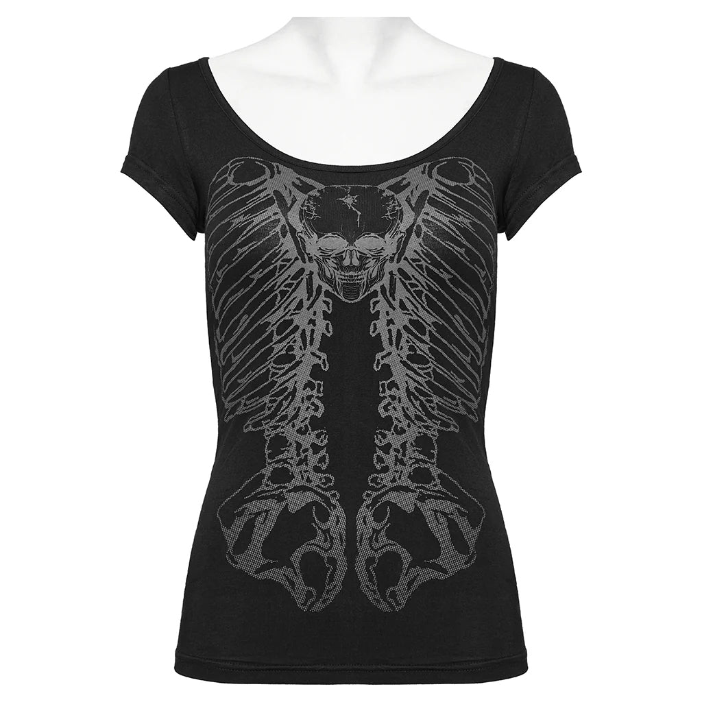 Skeleton Slashed Back Shirt