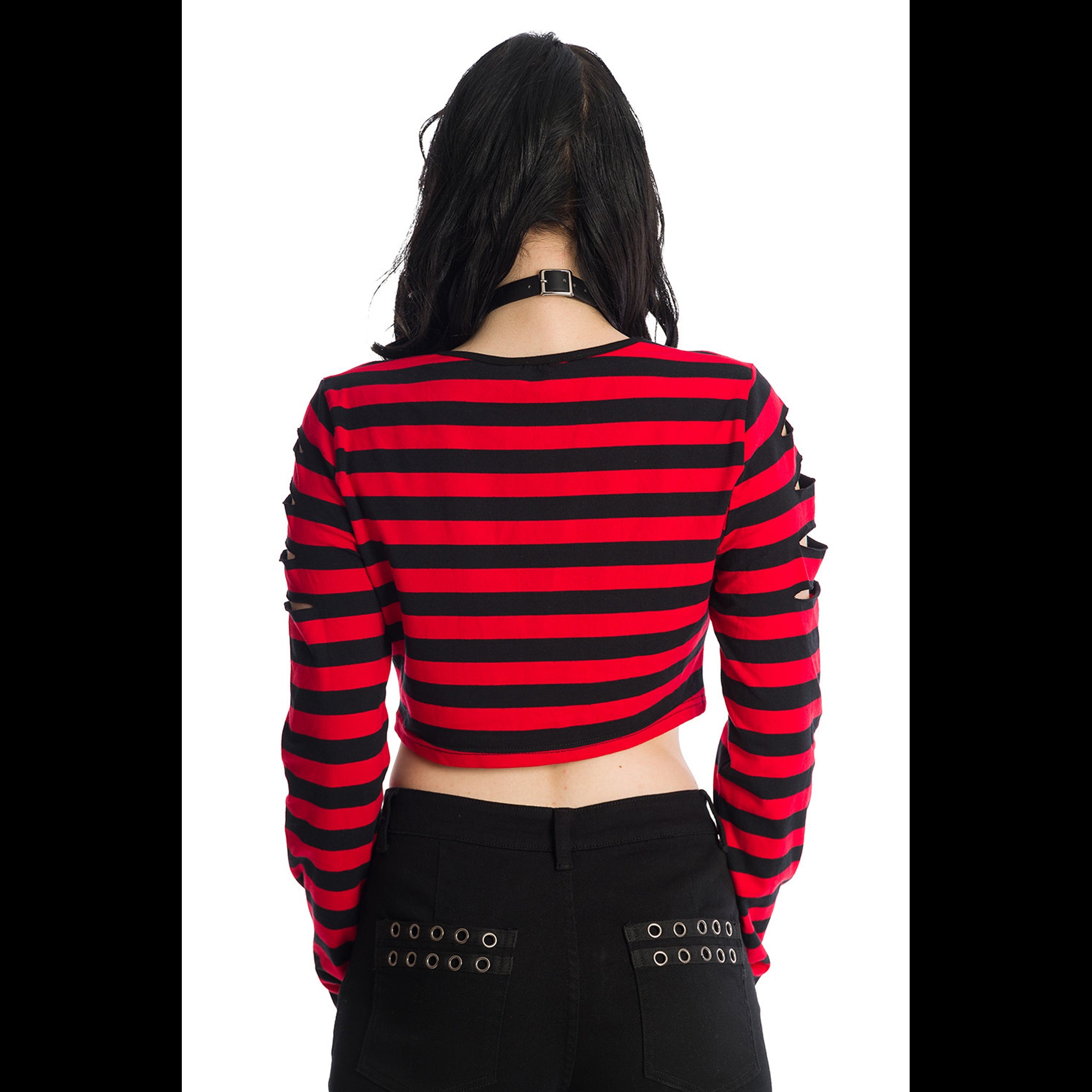 Red Black Shredded Top