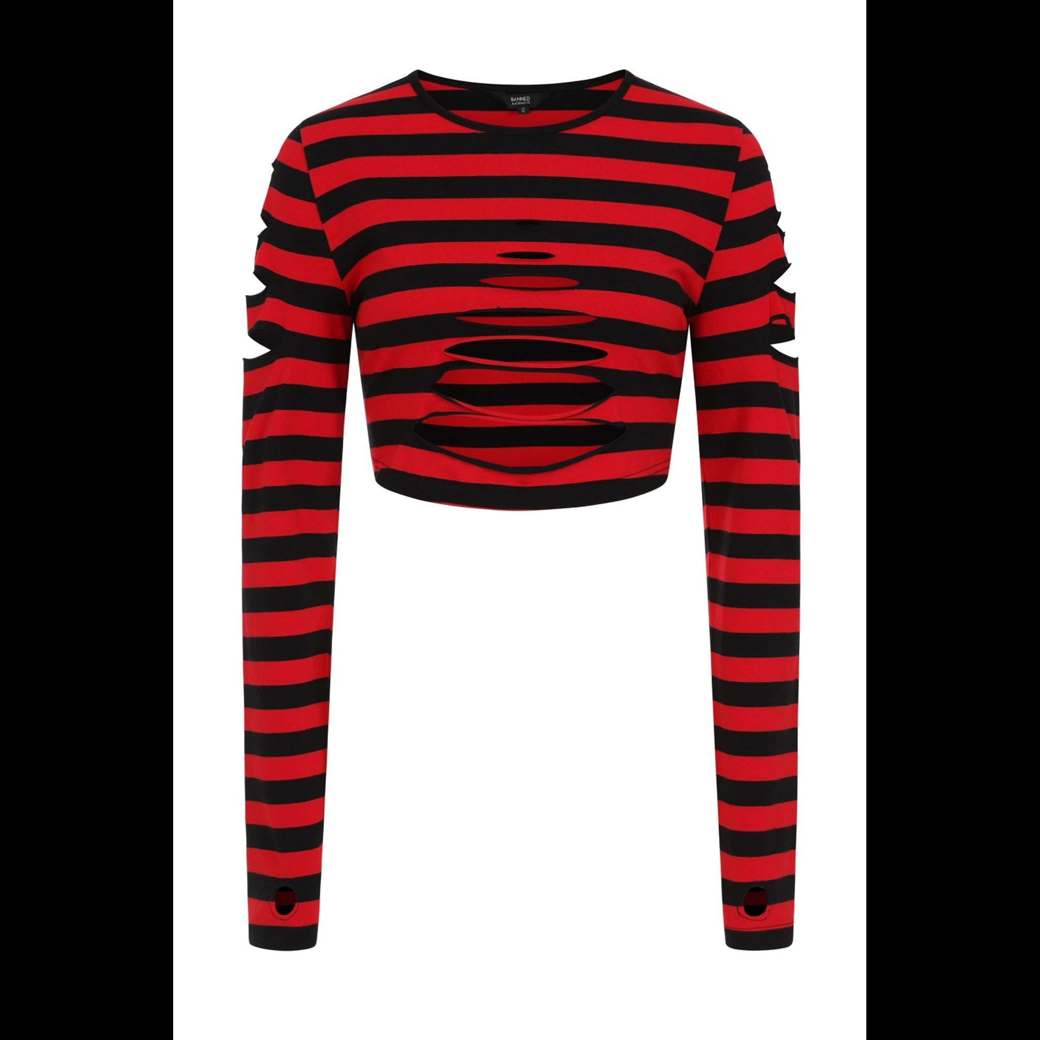 Red Black Shredded Top