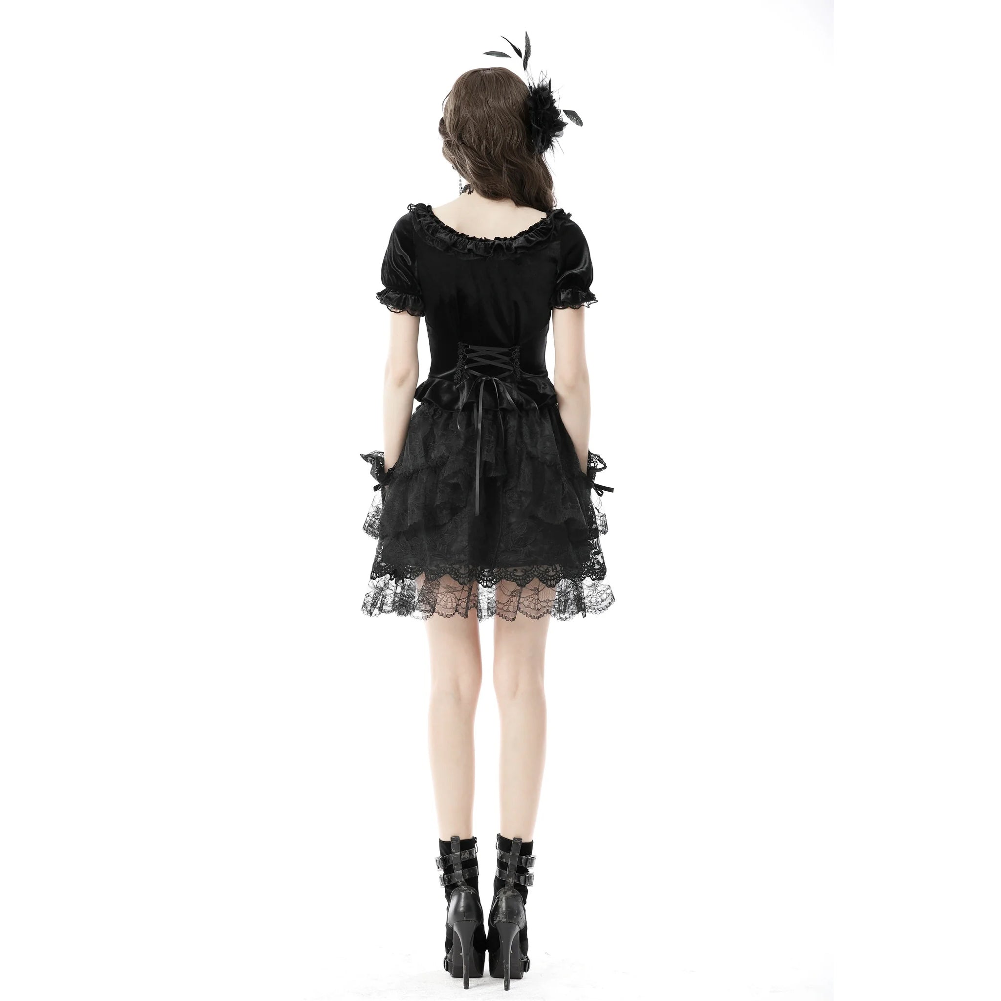 Ruffled Cap Sleeve Velvet Top