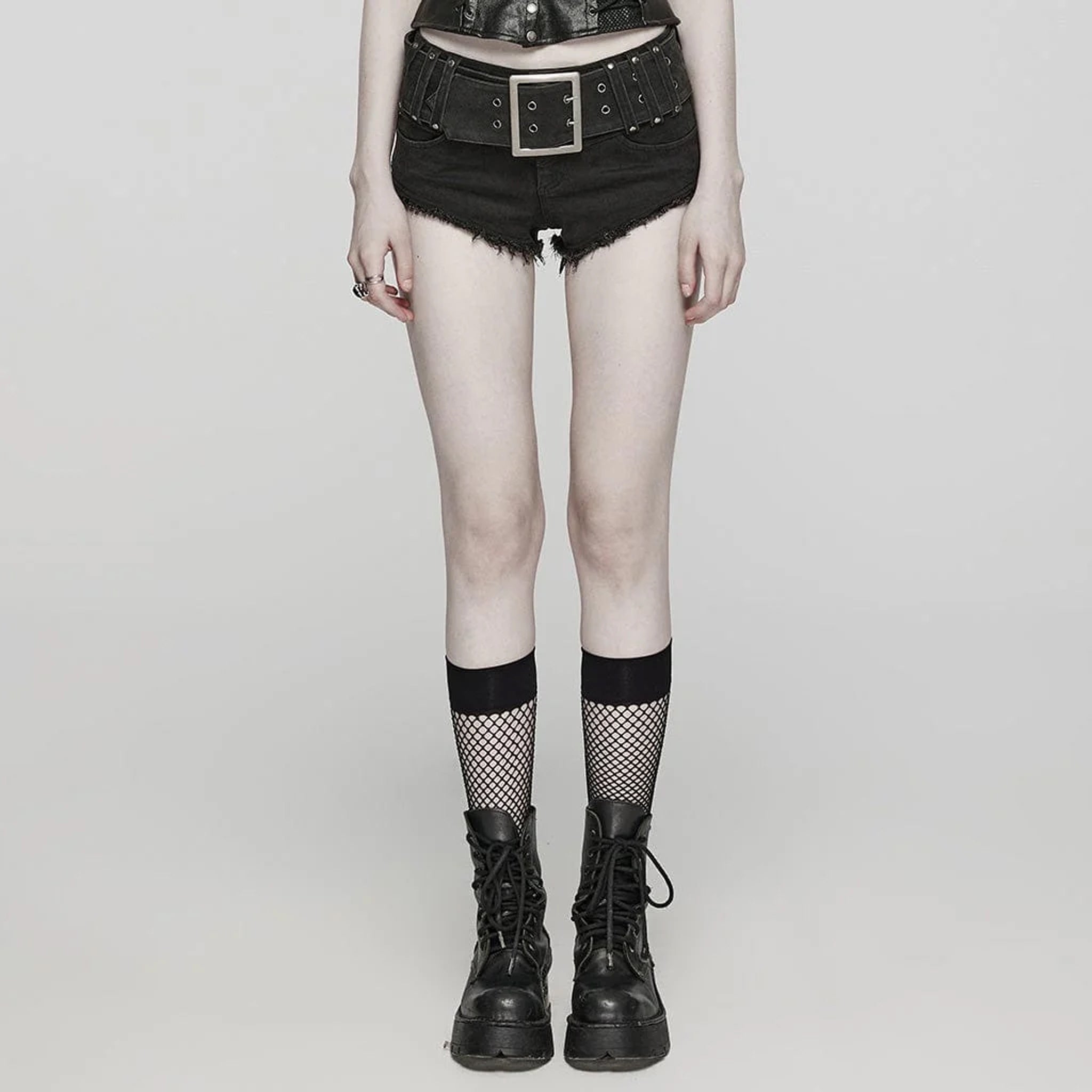 Stretch Denim Buckle Shorts