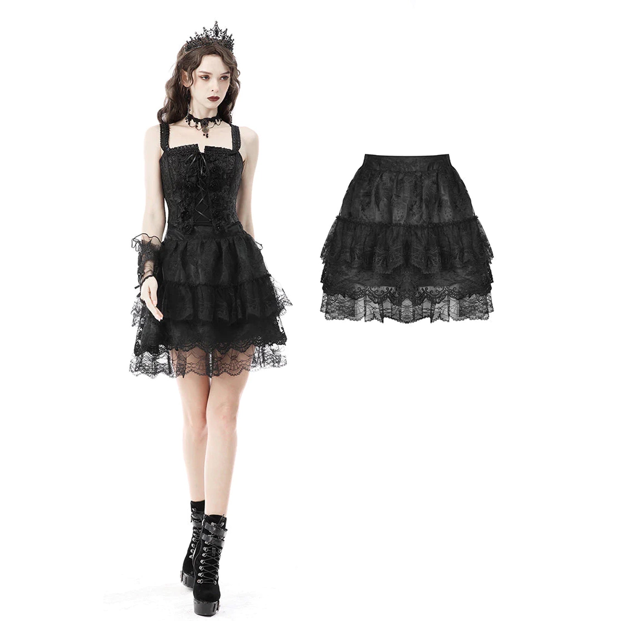Gothic Lolita lace mini skirt