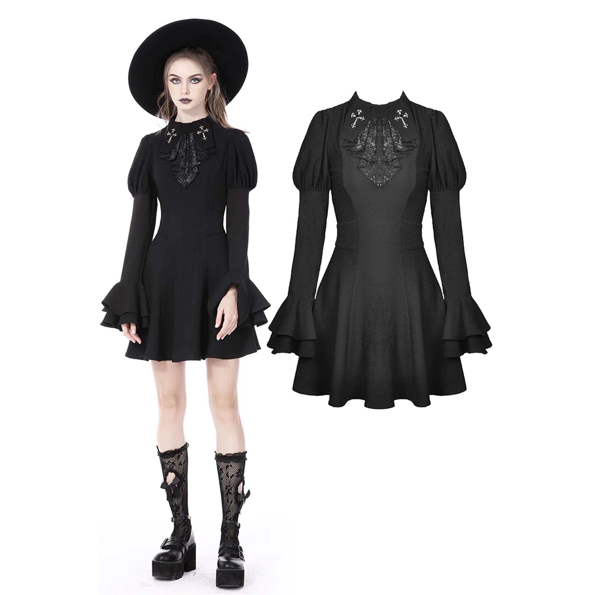 Gothic Cross collar dress